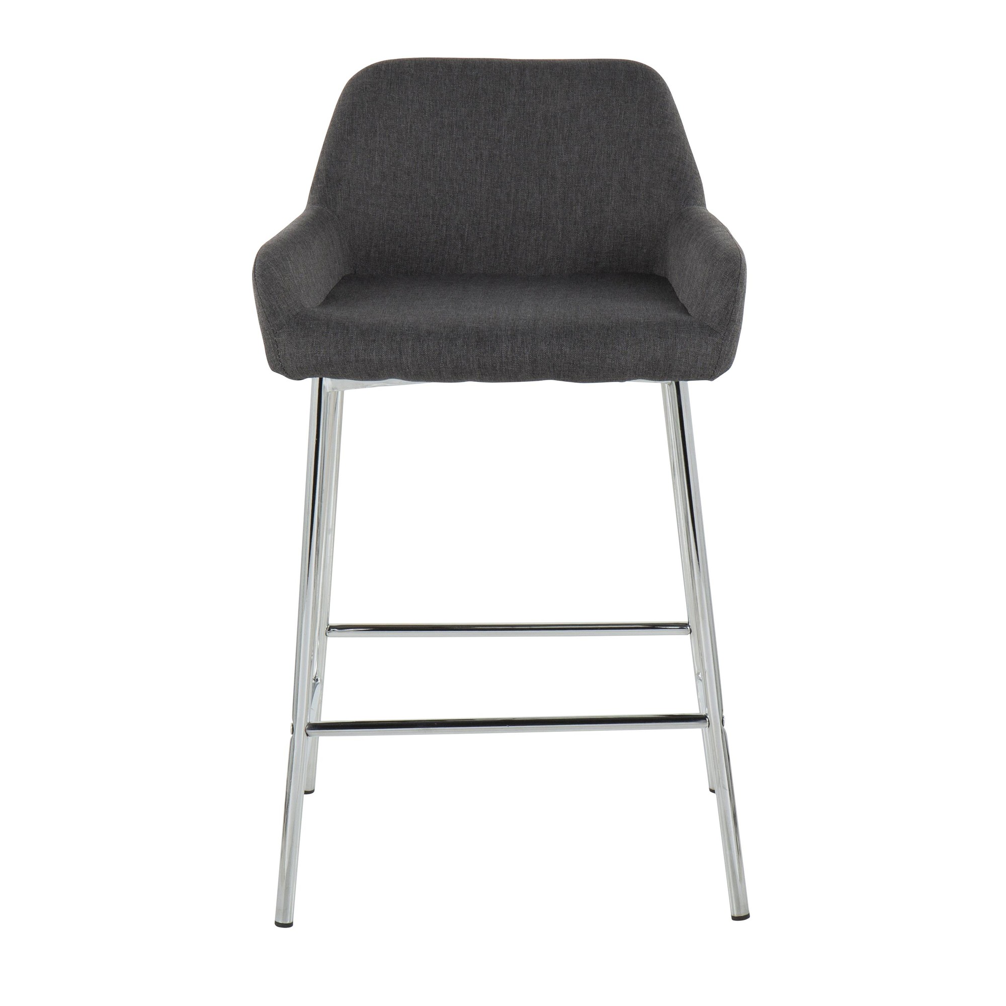 Daniella Chrome and Charcoal Contemporary Counter Stools (Set of 2) 8 Daniella Chrome and Charcoal Contemporary Counter Stools (Set of 2) - Image 8