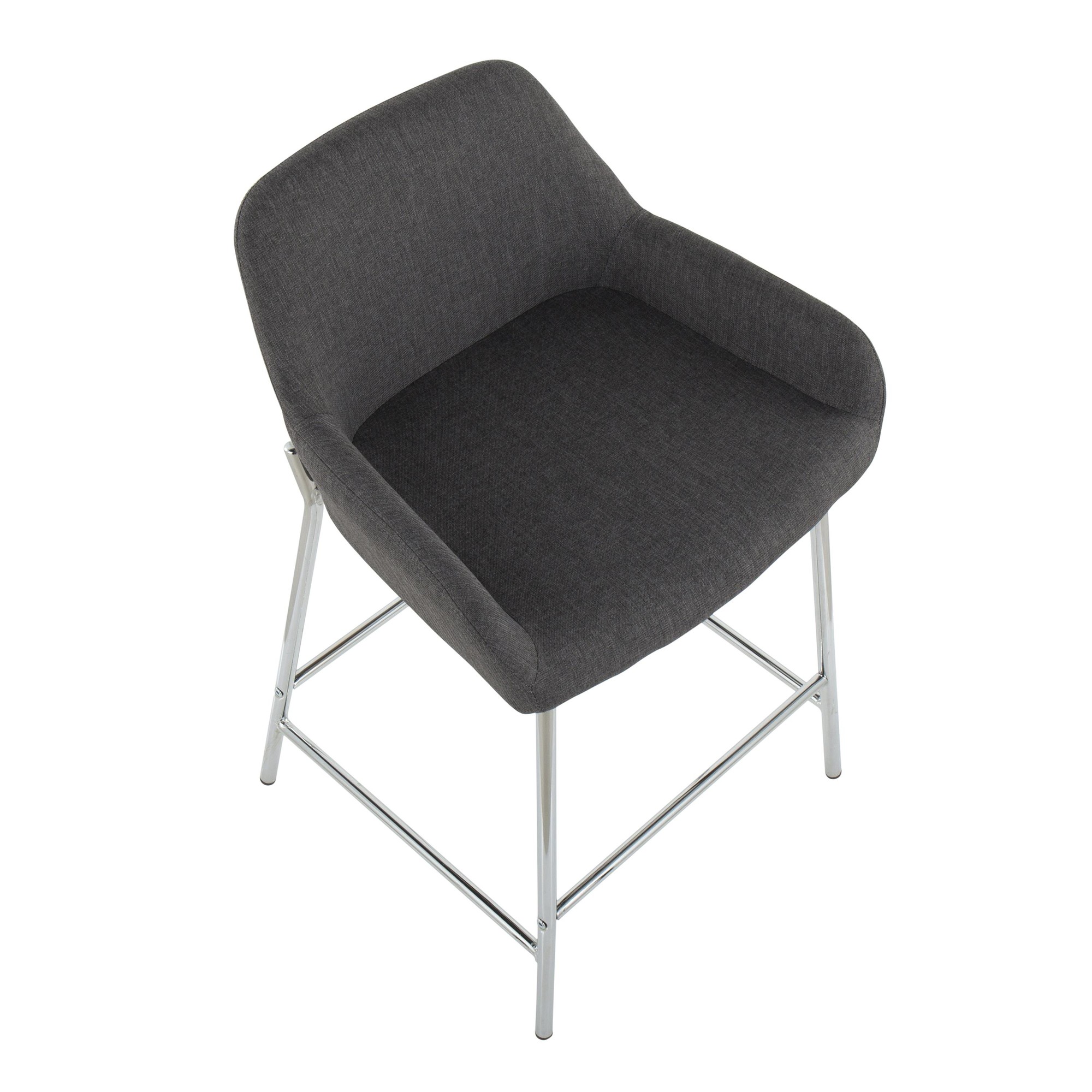 Daniella Chrome and Charcoal Contemporary Counter Stools (Set of 2) 9 Daniella Chrome and Charcoal Contemporary Counter Stools (Set of 2) - Image 9