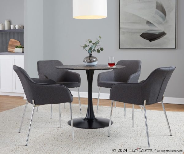 Daniella Chrome and Charcoal Contemporary Dining Chairs Set of 2 1