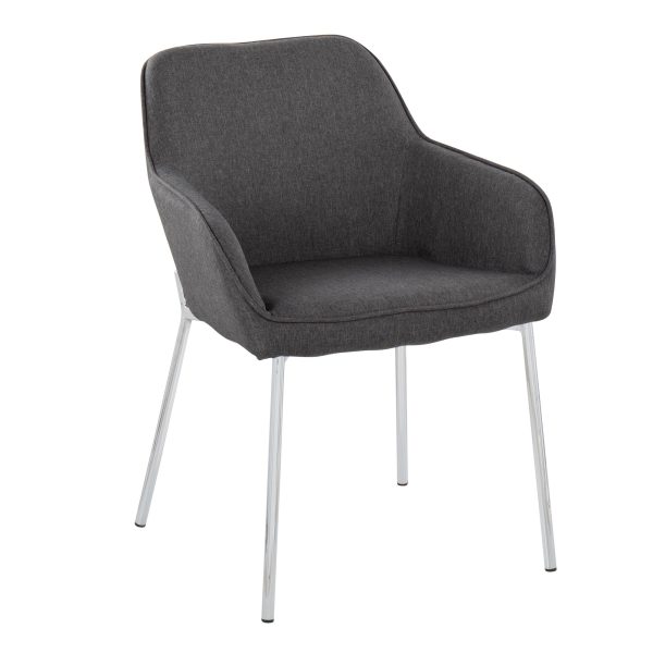 Daniella Chrome and Charcoal Contemporary Dining Chairs Set of 2 2