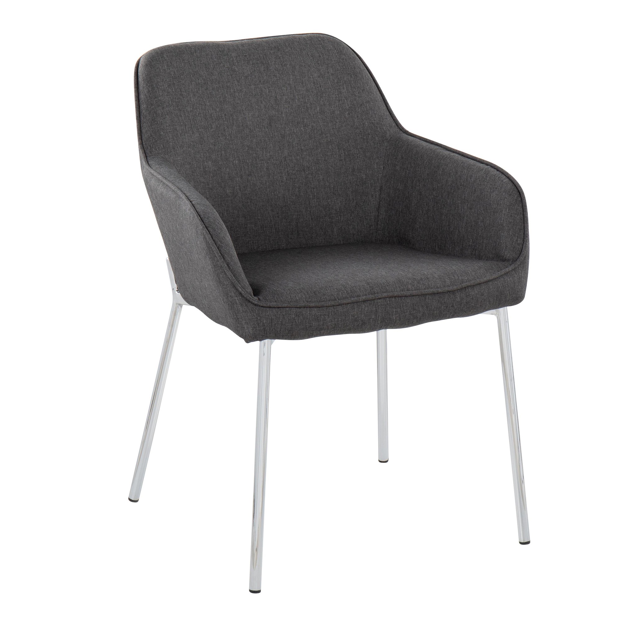 Daniella Chrome and Charcoal Contemporary Dining Chairs (Set of 2) 3 Daniella Chrome and Charcoal Contemporary Dining Chairs (Set of 2) - Image 3