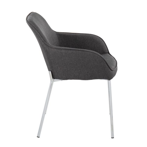 Daniella Chrome and Charcoal Contemporary Dining Chairs Set of 2 3