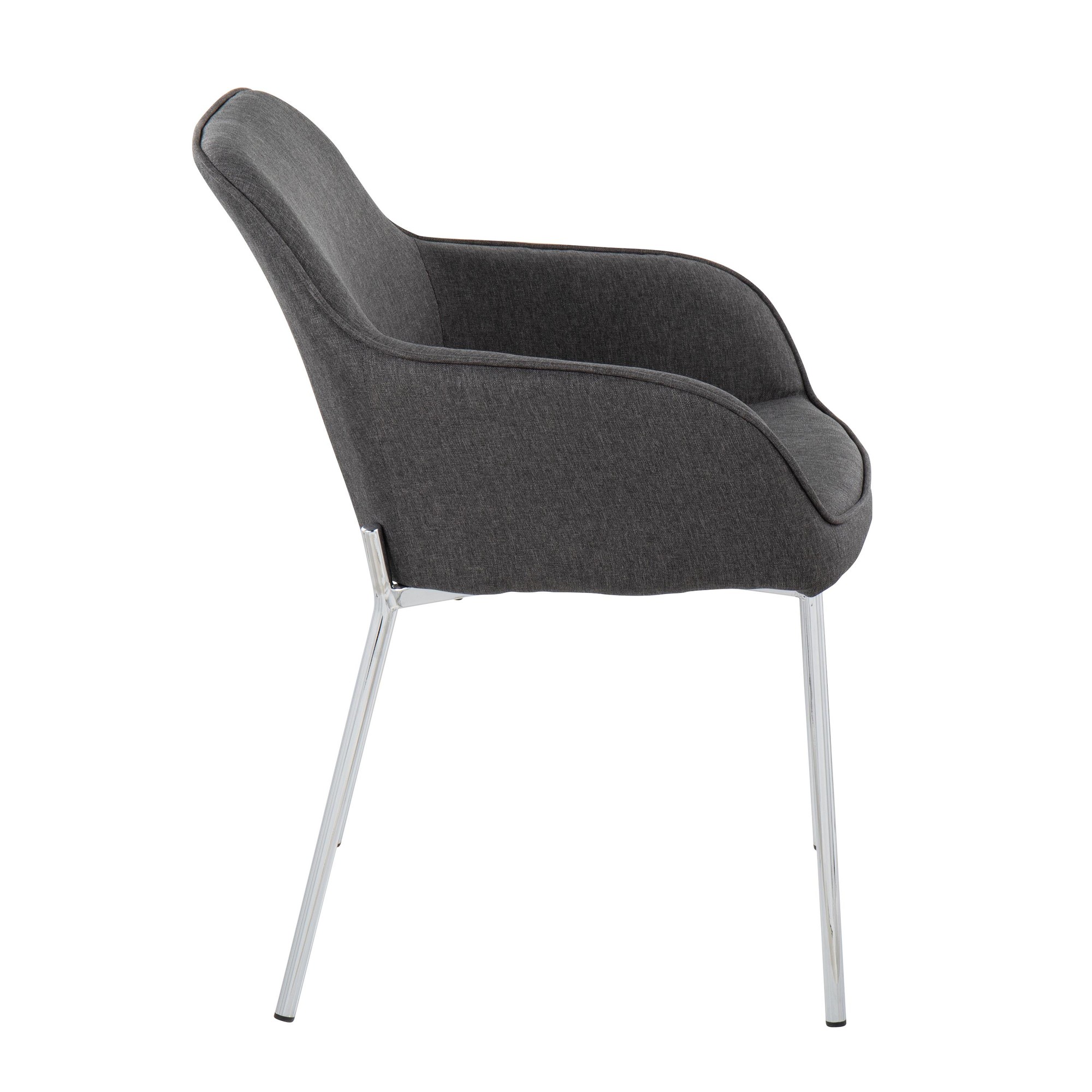 Daniella Chrome and Charcoal Contemporary Dining Chairs (Set of 2) 4 Daniella Chrome and Charcoal Contemporary Dining Chairs (Set of 2) - Image 4