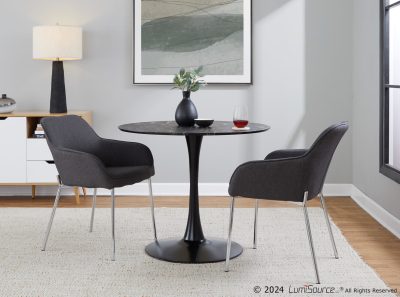 Daniella Chrome and Charcoal Contemporary Dining Chairs (Set of 2)