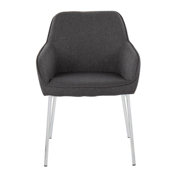 Daniella Chrome and Charcoal Contemporary Dining Chairs Set of 2 6