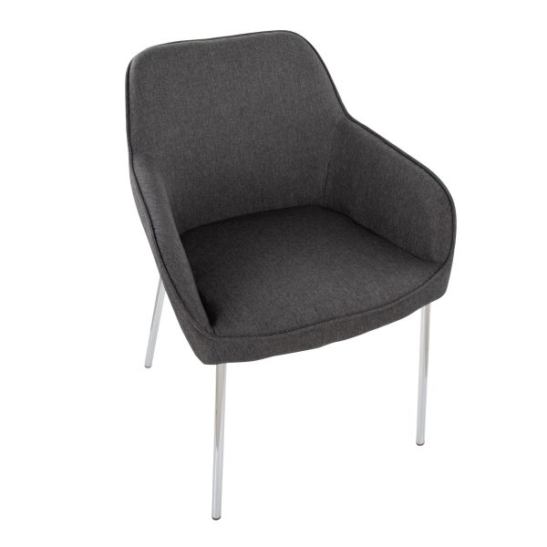 Daniella Chrome and Charcoal Contemporary Dining Chairs Set of 2 7