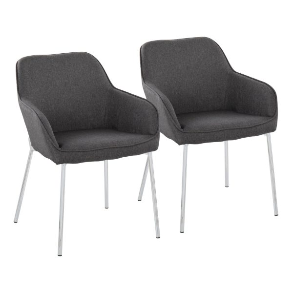 Daniella Chrome and Charcoal Contemporary Dining Chairs Set of 2 8