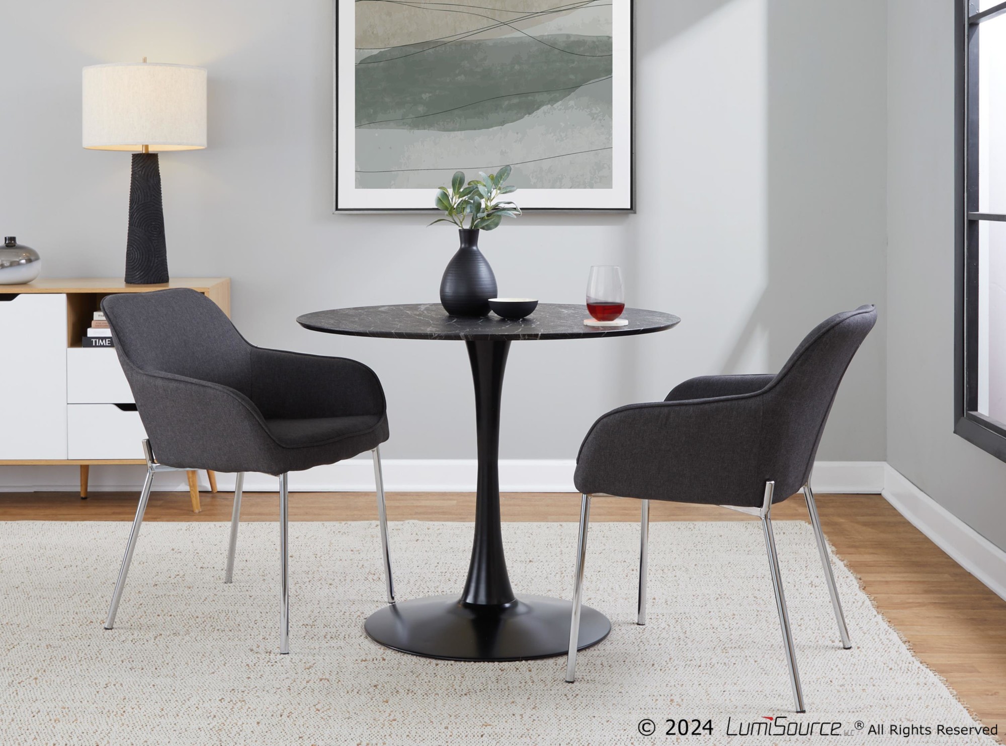 Daniella Chrome and Charcoal Contemporary Dining Chairs (Set of 2) 1 Daniella Chrome and Charcoal Contemporary Dining Chairs (Set of 2)