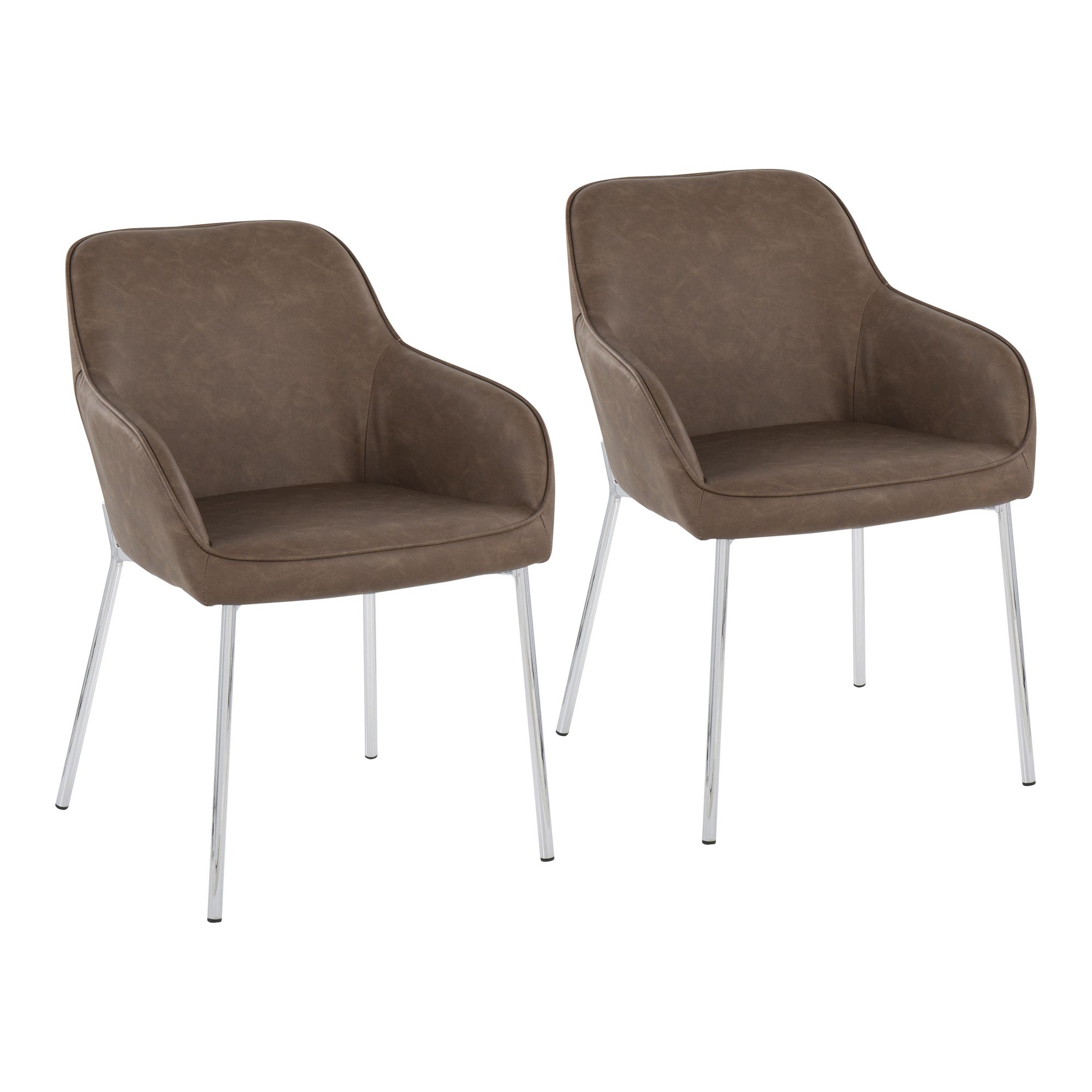 Daniella Chrome and Espresso Contemporary Dining Chairs (Set of 2) 2 Daniella Chrome and Espresso Contemporary Dining Chairs (Set of 2) - Image 2
