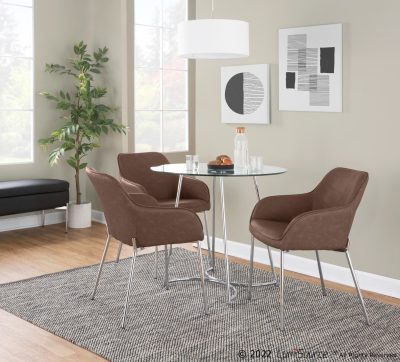 Daniella Chrome and Espresso Contemporary Dining Chairs (Set of 2)