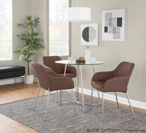 Daniella Chrome and Espresso Contemporary Dining Chairs Set of 2