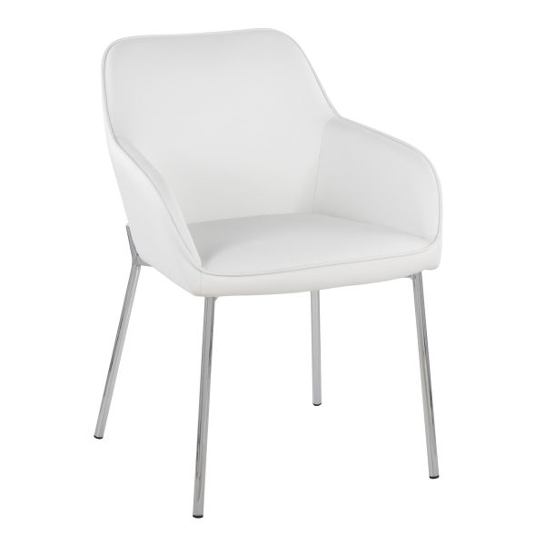 Daniella Chrome and White Contemporary Dining Chairs Set of 2 2