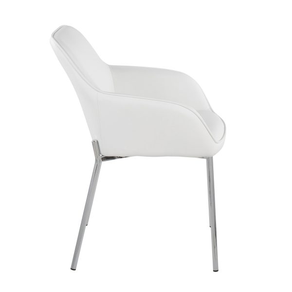 Daniella Chrome and White Contemporary Dining Chairs Set of 2 3