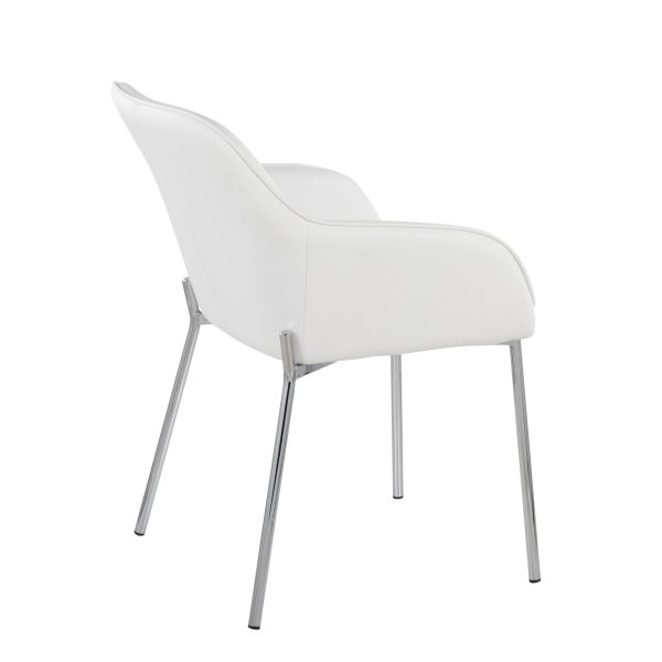 Daniella Chrome and White Contemporary Dining Chairs Set of 2 4