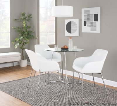 Daniella Chrome and White Contemporary Dining Chairs (Set of 2)