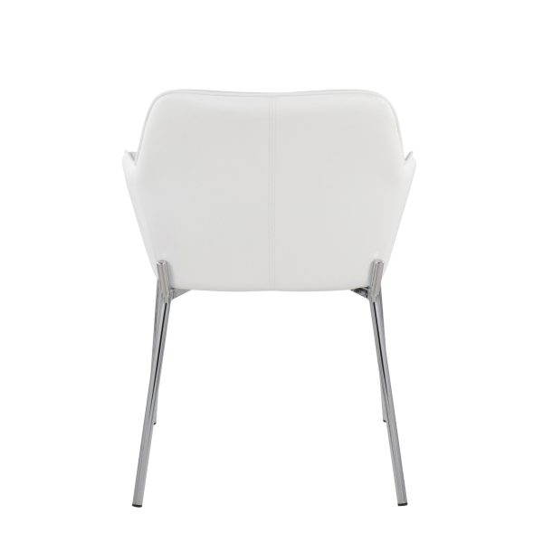 Daniella Chrome and White Contemporary Dining Chairs Set of 2 5