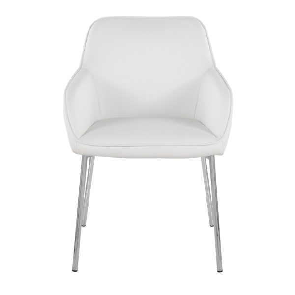Daniella Chrome and White Contemporary Dining Chairs Set of 2 6