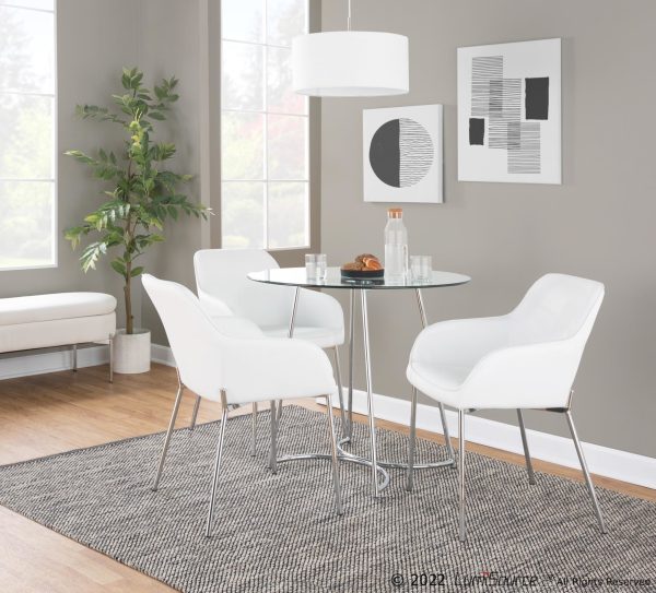 Daniella Chrome and White Contemporary Dining Chairs Set of 2