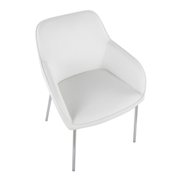 Daniella Chrome and White Contemporary Dining Chairs Set of 2 7