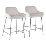 Daniella Chrome and White Velvet Contemporary Counter Stools (Set of 2) 14 Daniella Chrome and White Velvet Contemporary Counter Stools (Set of 2)