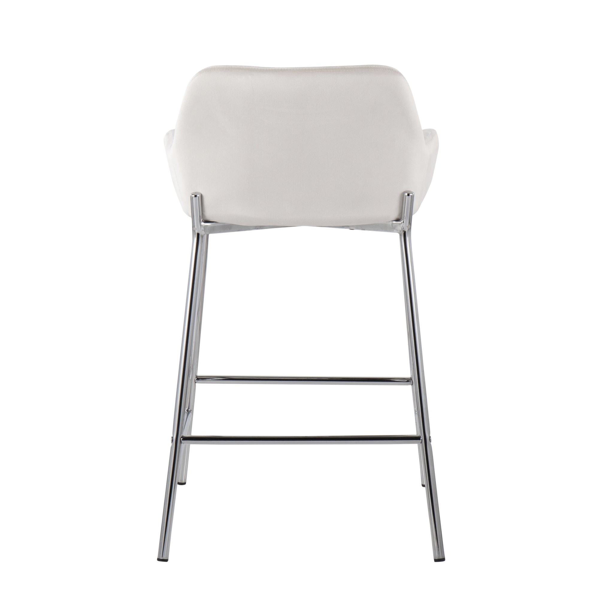 Daniella Chrome and White Velvet Contemporary Counter Stools (Set of 2) 7 Daniella Chrome and White Velvet Contemporary Counter Stools (Set of 2) - Image 7