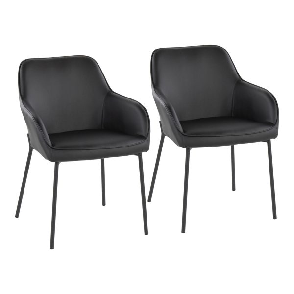 Daniella Contemporary Black Dining Chairs with Faux Leather and Metal Legs by LumiSource Set of 2 Set of 2 3