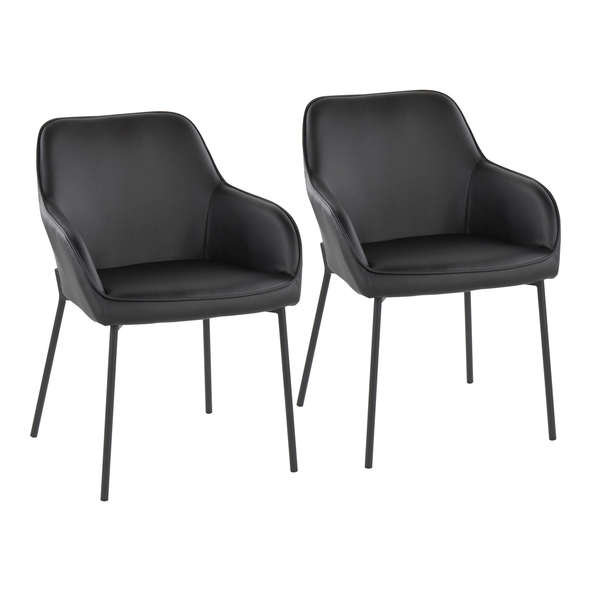 Daniella Contemporary Black Dining Chairs with Faux Leather and Metal Legs by LumiSource (Set of 2) (Set of 2) 3 Daniella Contemporary Black Dining Chairs with Faux Leather and Metal Legs by LumiSource (Set of 2) (Set of 2) - Image 3