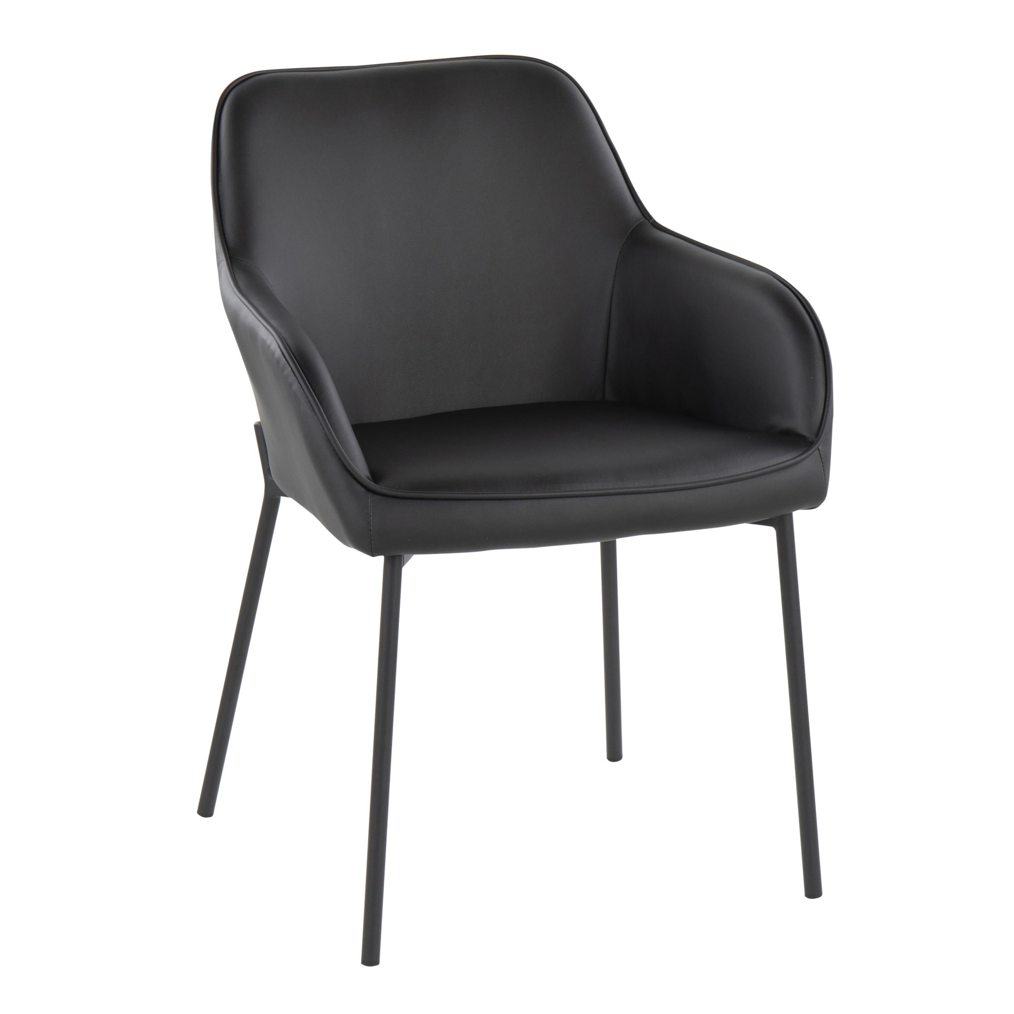 Daniella Contemporary Black Dining Chairs with Faux Leather and Metal Legs by LumiSource (Set of 2) (Set of 2) 4 Daniella Contemporary Black Dining Chairs with Faux Leather and Metal Legs by LumiSource (Set of 2) (Set of 2) - Image 4