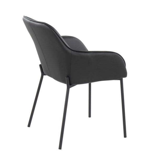 Daniella Contemporary Black Dining Chairs with Faux Leather and Metal Legs by LumiSource Set of 2 Set of 2 6