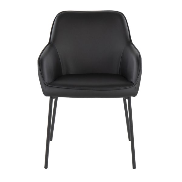 Daniella Contemporary Black Dining Chairs with Faux Leather and Metal Legs by LumiSource Set of 2 Set of 2 8