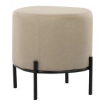 Daniella Contemporary Black Metal Beige Fabric Footstool 165 Inch