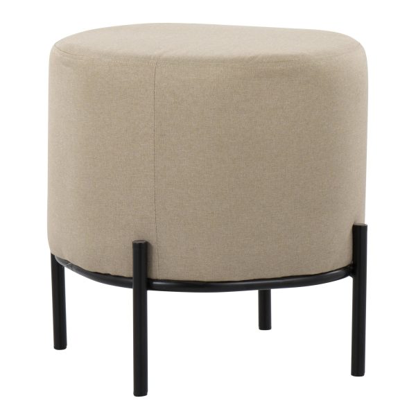 Daniella Contemporary Black Metal Beige Fabric Footstool 165 Inch 2