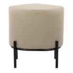 Daniella Contemporary Black Metal Beige Fabric Footstool 165 Inch