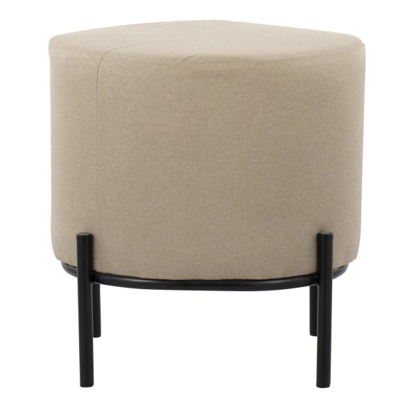 Daniella Contemporary Black Metal Beige Fabric Footstool 165 Inch 3