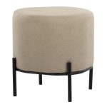 Daniella Contemporary Black Metal Beige Fabric Footstool 165 Inch