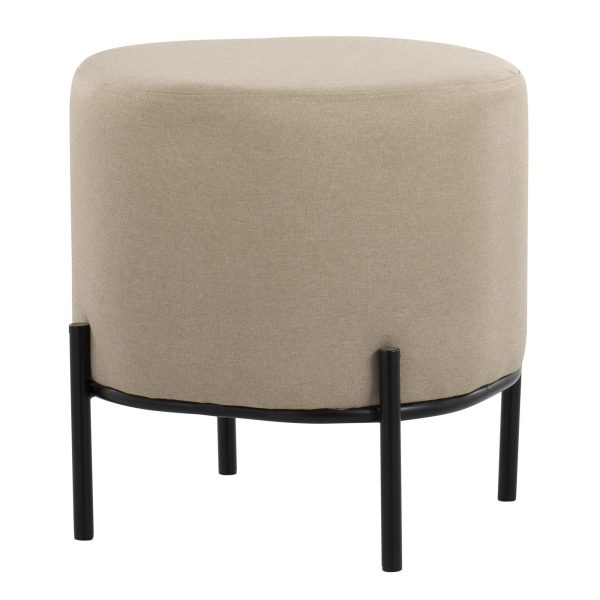 Daniella Contemporary Black Metal Beige Fabric Footstool 165 Inch 4