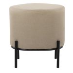 Daniella Contemporary Black Metal Beige Fabric Footstool 165 Inch