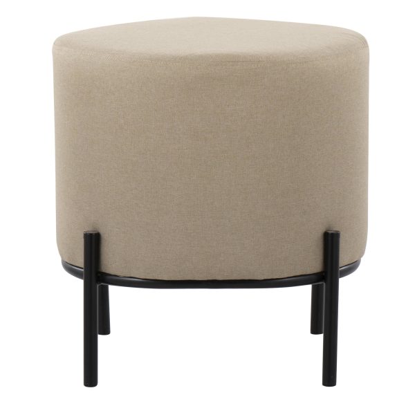 Daniella Contemporary Black Metal Beige Fabric Footstool 165 Inch 5