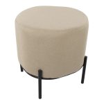Daniella Contemporary Black Metal Beige Fabric Footstool 165 Inch