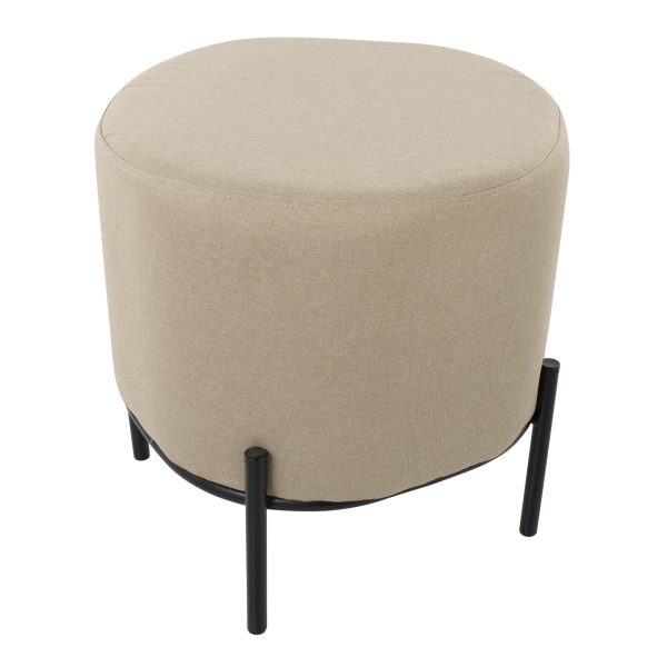 Daniella Contemporary Black Metal Beige Fabric Footstool 165 Inch 6
