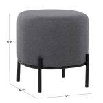 Daniella Contemporary Black Metal Beige Fabric Footstool 165 Inch