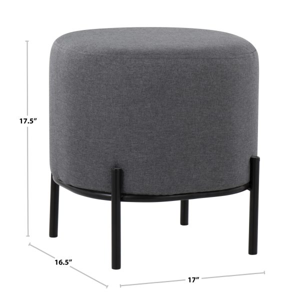 Daniella Contemporary Black Metal Beige Fabric Footstool 165 Inch 7