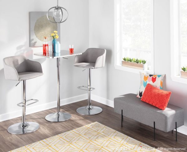 Daniella Contemporary Black Metal Grey Fabric Bench 1