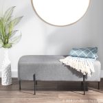 Daniella Contemporary Black Metal Grey Fabric Bench 11 Daniella Contemporary Black Metal Grey Fabric Bench