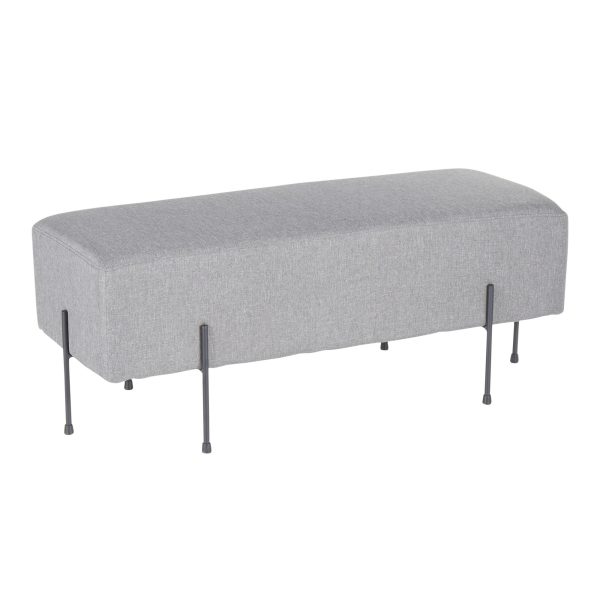 Daniella Contemporary Black Metal Grey Fabric Bench 2