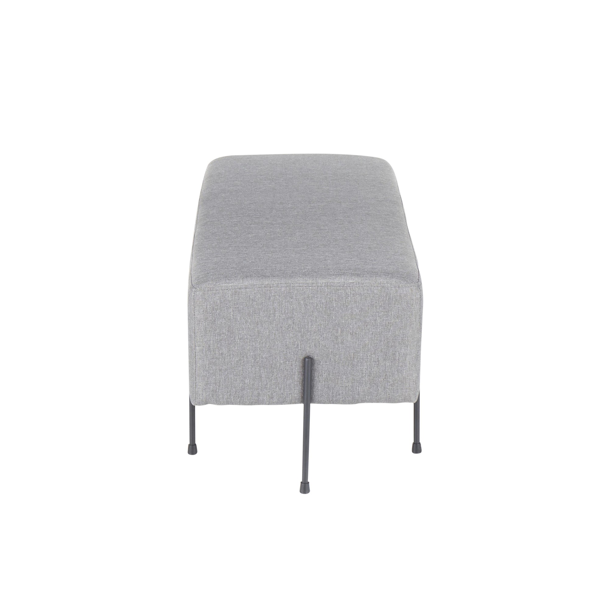 Daniella Contemporary Black Metal Grey Fabric Bench 4 Daniella Contemporary Black Metal Grey Fabric Bench - Image 4