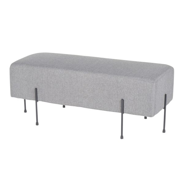 Daniella Contemporary Black Metal Grey Fabric Bench 4