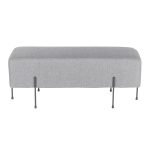 Daniella Contemporary Black Metal Grey Fabric Bench 16 Daniella Contemporary Black Metal Grey Fabric Bench