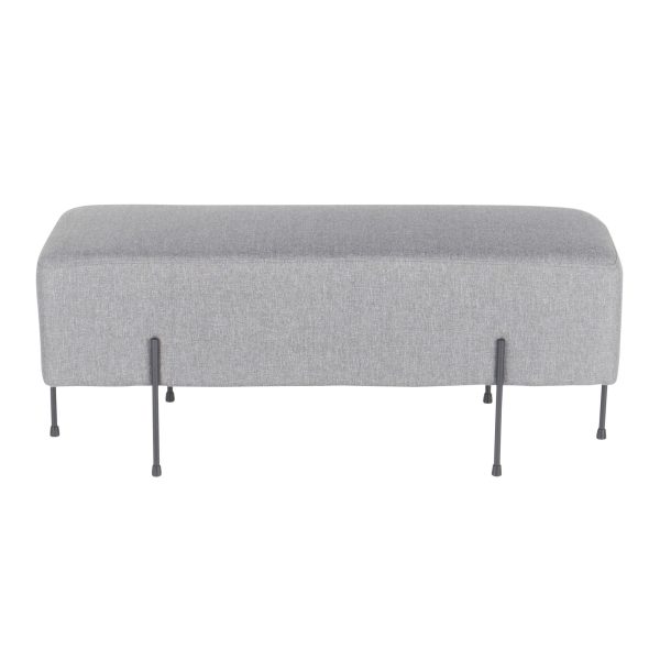 Daniella Contemporary Black Metal Grey Fabric Bench 5