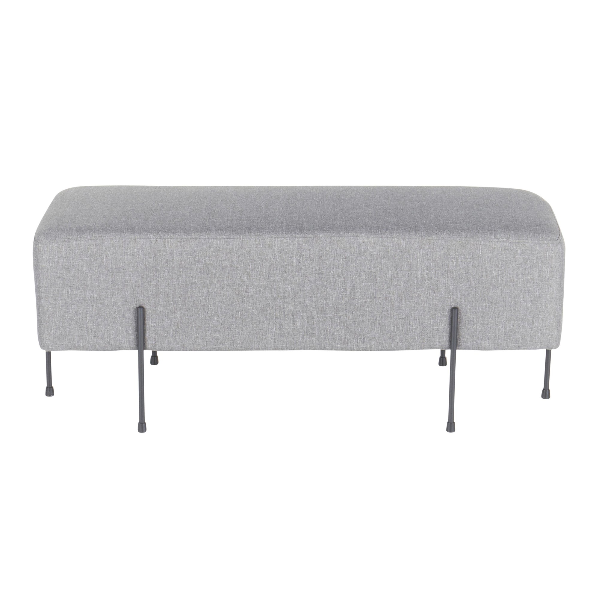Daniella Contemporary Black Metal Grey Fabric Bench 6 Daniella Contemporary Black Metal Grey Fabric Bench - Image 6
